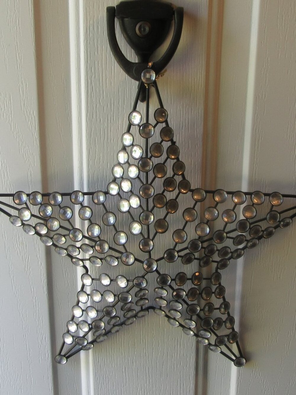 2 Vintage 14.5 in. black metal star decor with faceted embellishments - Picture 4 of 13